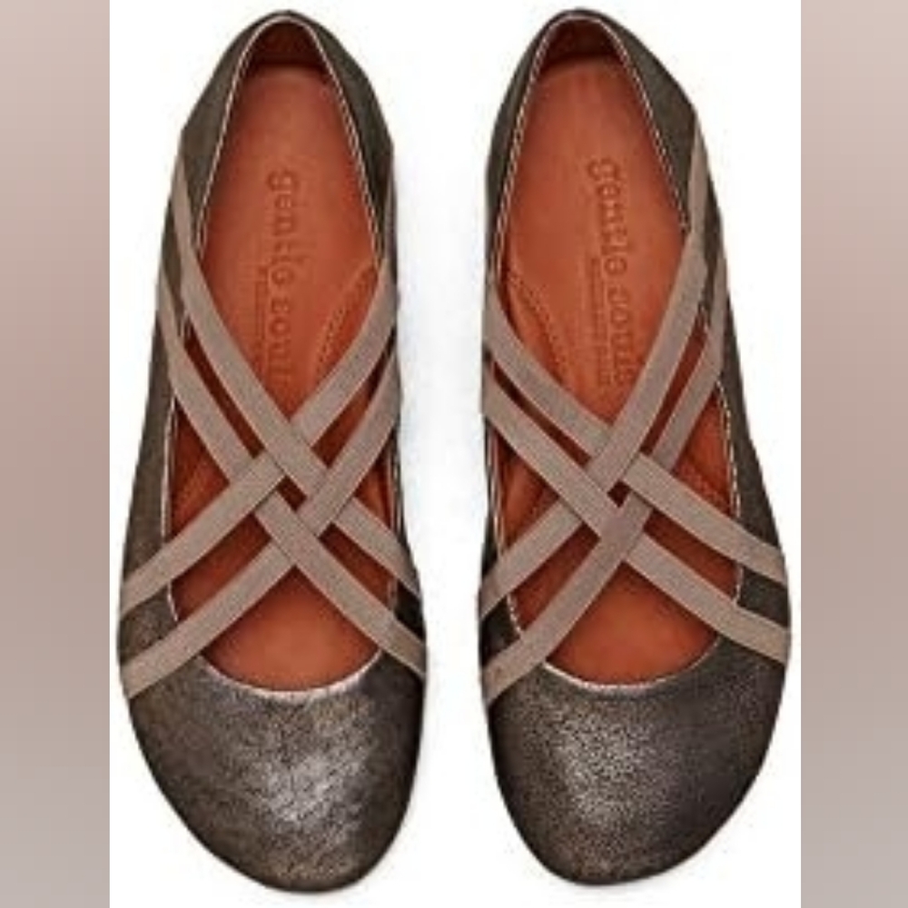 Gentle Souls Women's By Kenneth Cole Bay Braid Ballet Flats. Metallic Bronze. 9M